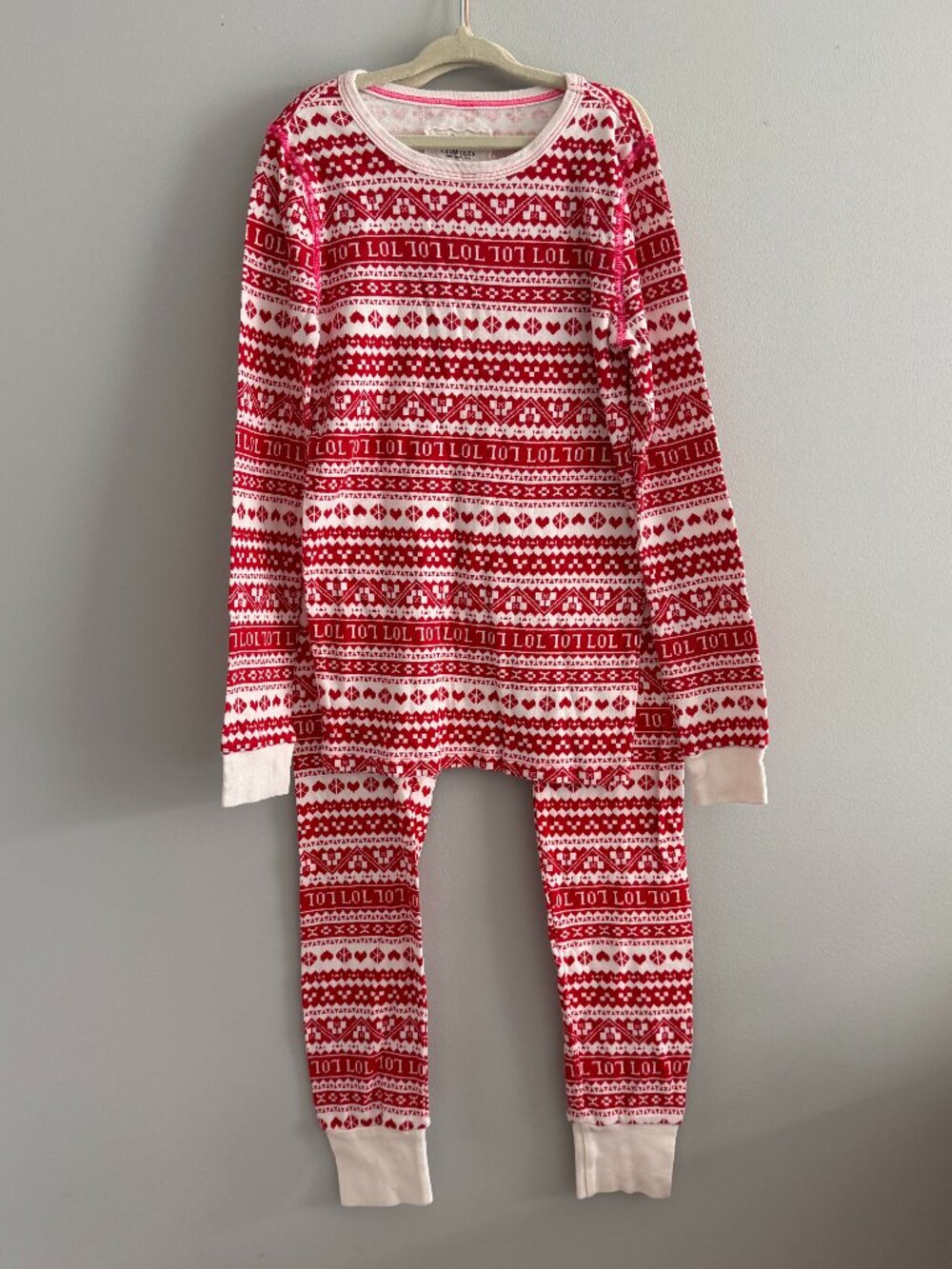 Crewcuts Holiday Fair Isle "LOL" Pajama Set 12